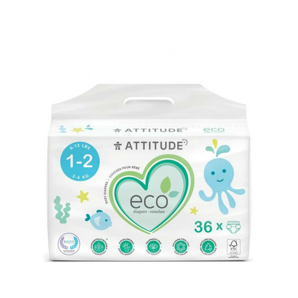 PAÑALES ECO Talla 1-2 (3-6Kg) 36u (ATTITUDE)