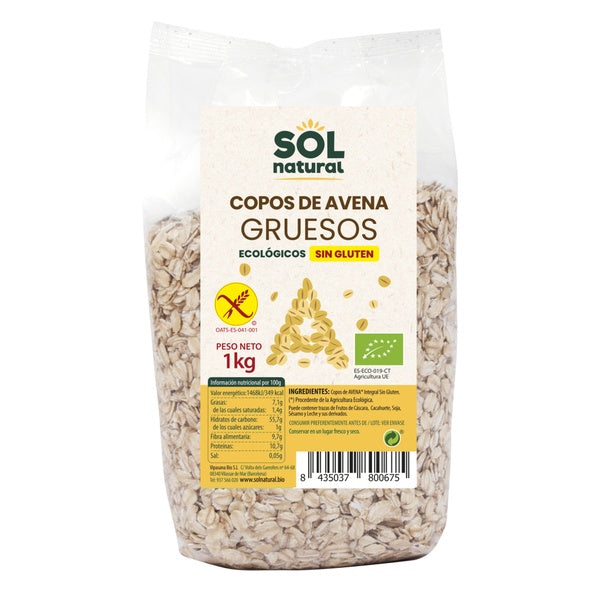 COPOS AVENA GRUESOS S/GLUTEN BIO 1 KG.