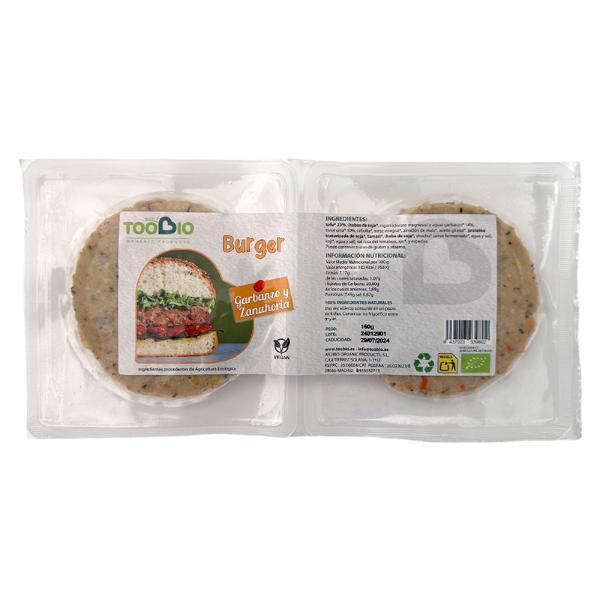 VEGAN BURGER GARBANZO Y ZANAHORIA BIO 160GR (TOO BIO)