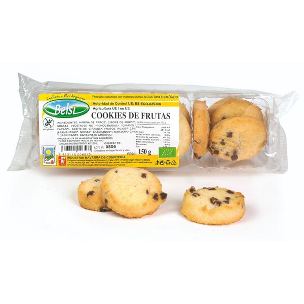 COOKIES FRUTA BIO SIN GLUTEN, HUEVO NI LECHE 150G (BELSI)