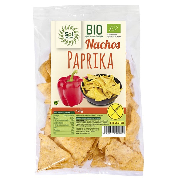 NACHOS MAIZ PAPRIKA S/GLUTEN BIO.125GR