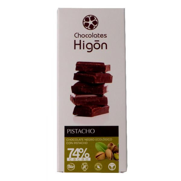 CHOCOLATE 75% NEGRO PISTACHO SIN GLUTEN 100g BIO (HIGON)