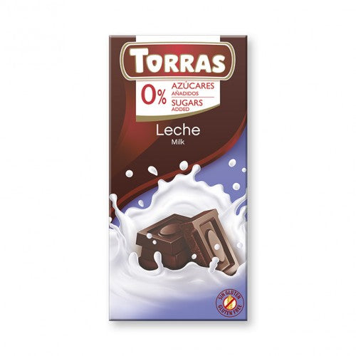 CHOCOLATE CON LECHE SIN AZUCAR 75G (TORRAS)